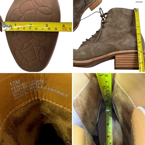 Kork-Ease Catalina Combat Stacked Heel Leather Lace-Up Side Zip Booties Size 10M - Picture 12 of 16